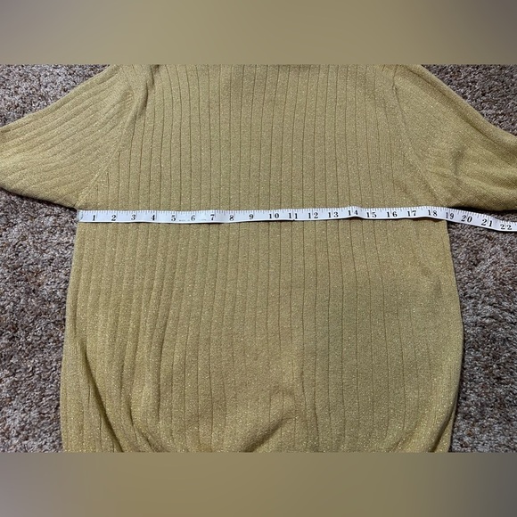Vintage Sag Harbor Women's Mock Neck Short Sleeved Sweater Gold Sparkle Size L - Picture 7 of 10